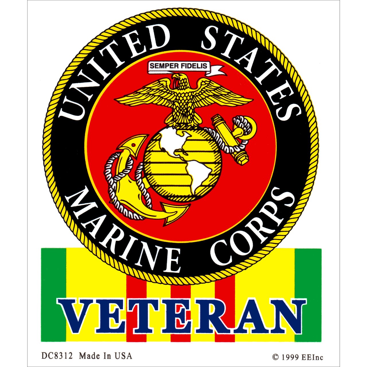 United States Marine Corps U.S. Marines Vietnam Veteran Sticker 4" x 3.5"